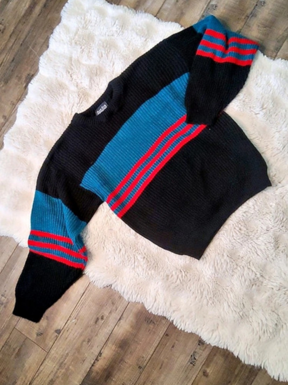 Vintage 80s /90s Ribbed Striped Crewneck Sweater